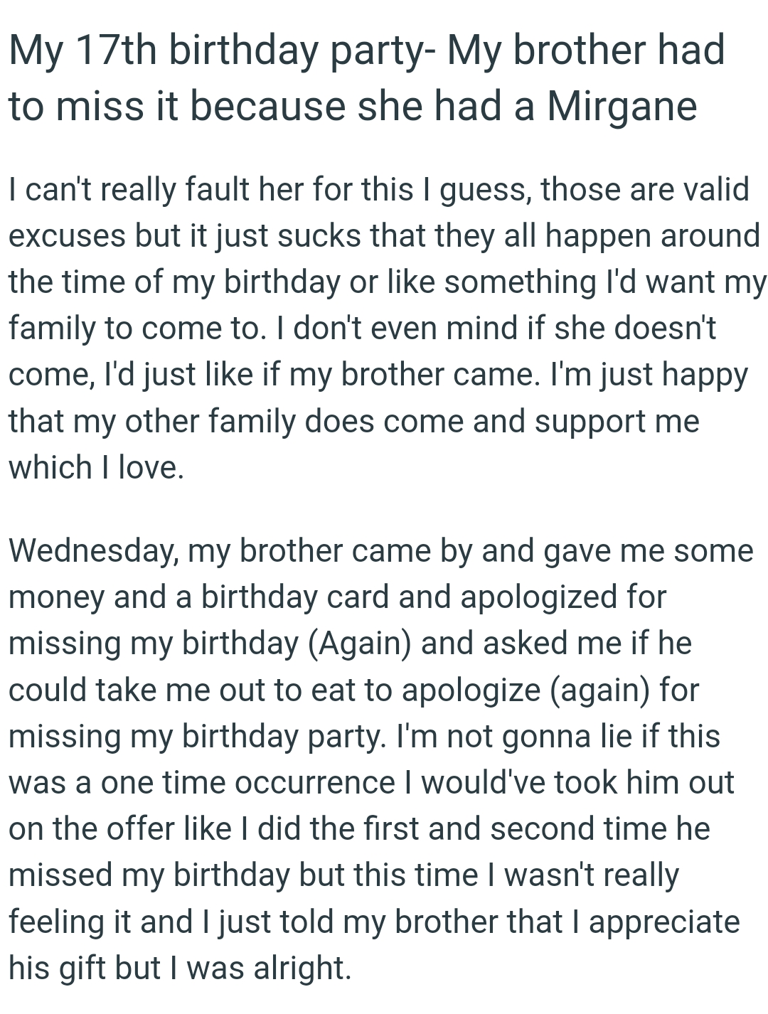 The OP Is Just Happy That His Other Family Members Come and Support Him