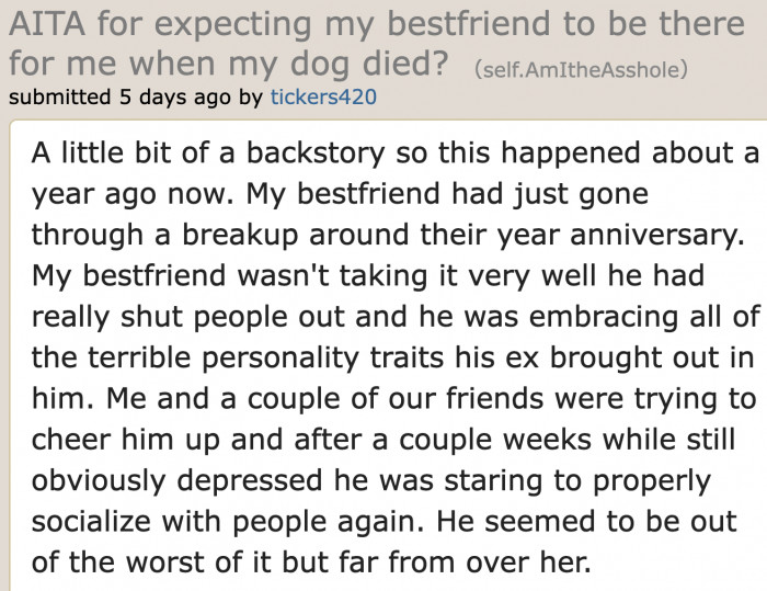 The OP, together with her friends, comforted her best friend after a breakup.