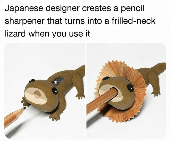 "This Frilled-Neck Lizard Pencil Sharpener Turns Pencil Shavings Into Part Of The Design"