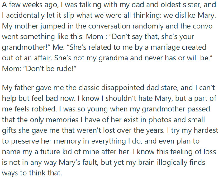 However, some members of the family, including OP, hold some grudges and simply cannot let go.