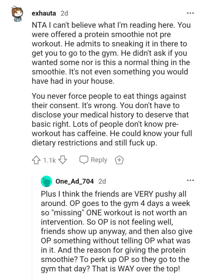 You never force people to eat things against their consent