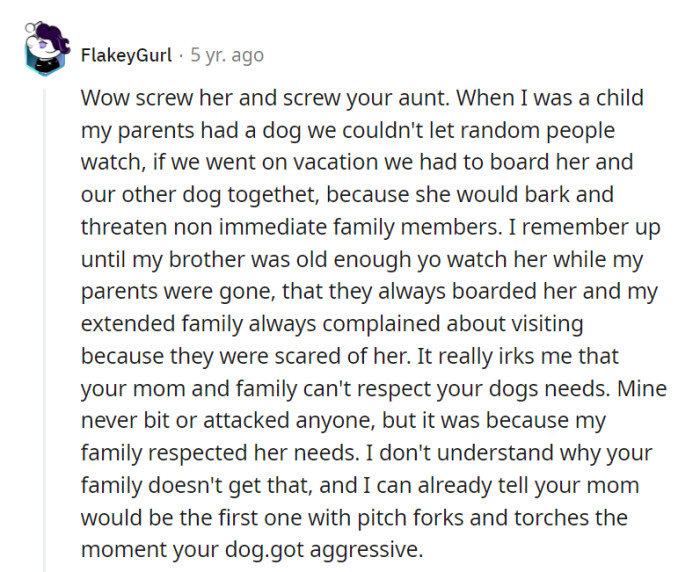 Respecting a dog's needs is essential; pitchforks and torches won't help. It's frustrating when others don't understand.