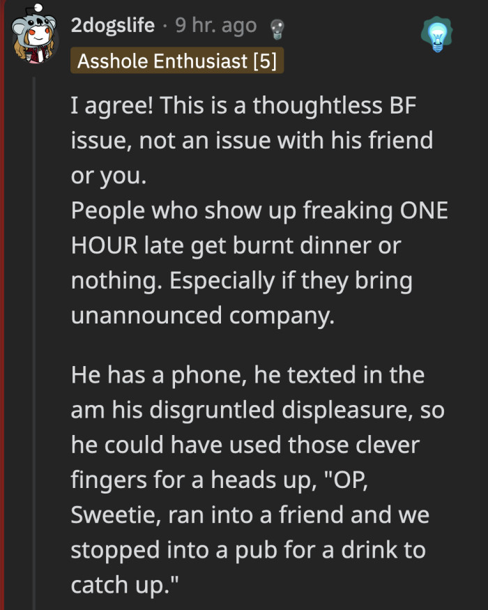 Here’s a bunch of ways OP’s boyfriend could’ve communicated with her