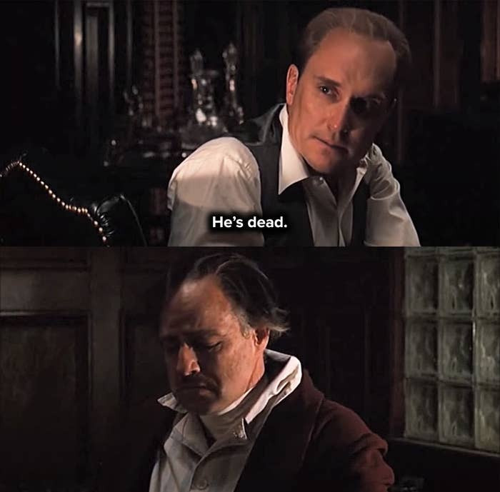 18. When Tom delivers the news that Sonny is dead in The Godfather
