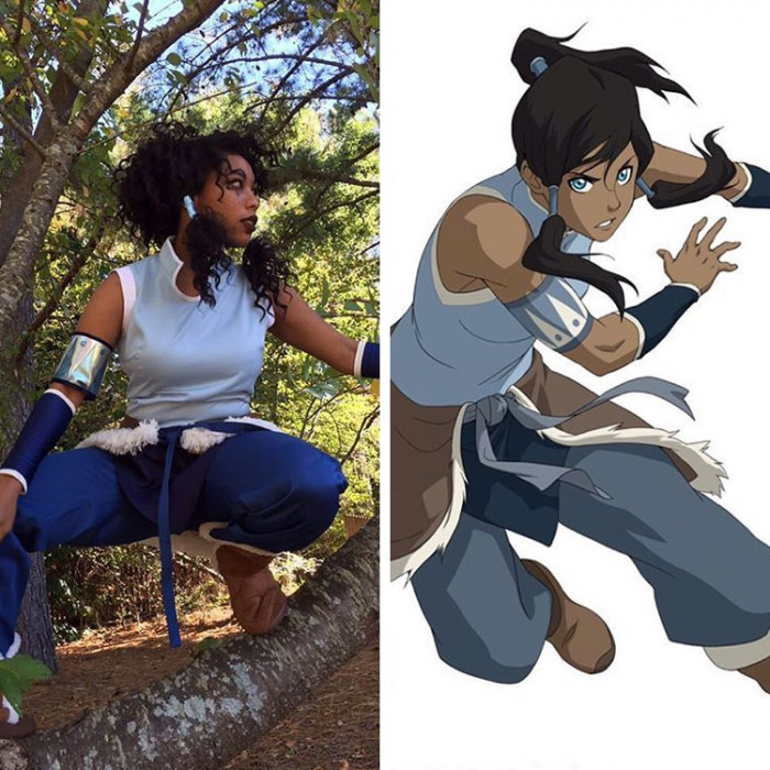 10. This is her cosplaying as the character Korra from The Legend Of Korra