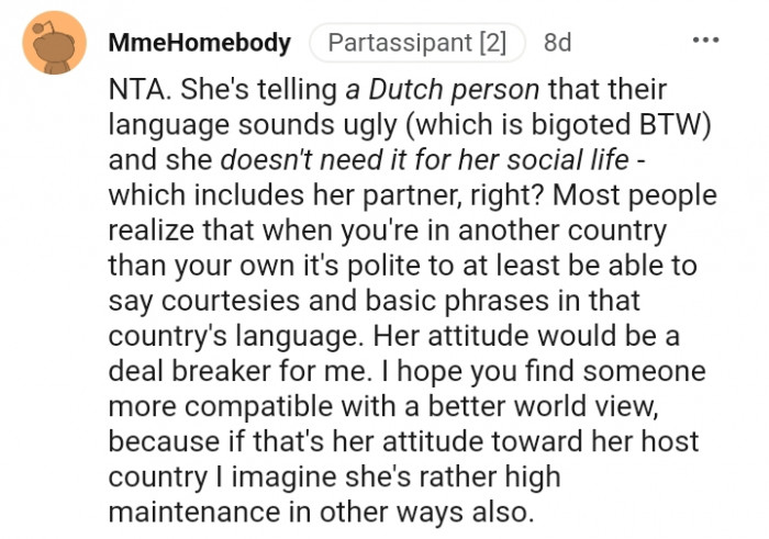 14. Her attitude will be a deal breaker for me