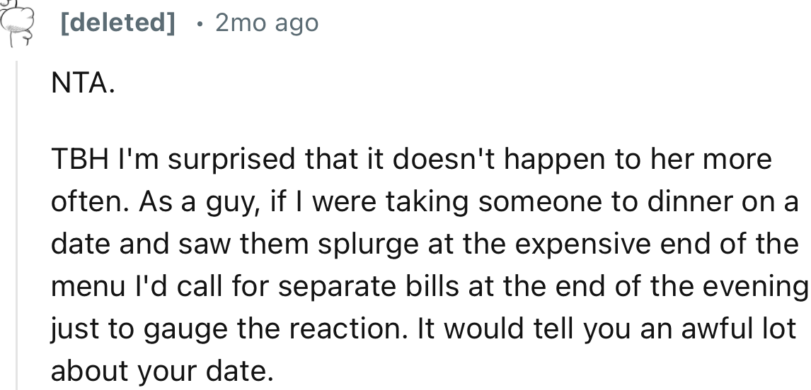 “NTA. TBH I'm surprised that it doesn't happen to her more often.”