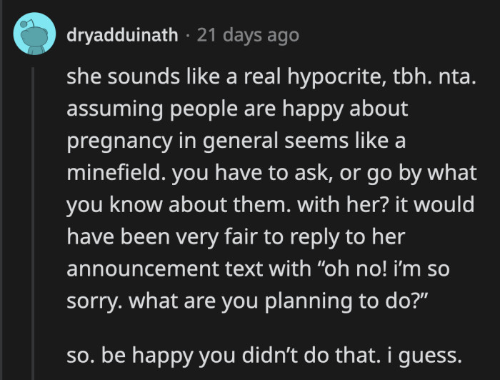 If OP had replied with this, all hell would have broken loose! Molly would have brought more than just Emma to that lunch date with OP.