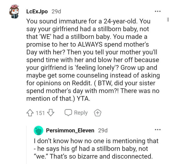 The OP Should Grow Up and Maybe Seek Counseling Instead of Running to Reddit for Opinions