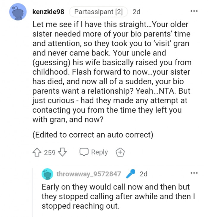 Your biological parents want you all of a sudden