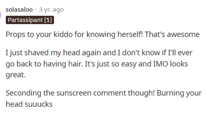 It's definitely great that her daughter wants to do something like this and that she knows herself and what she wants.