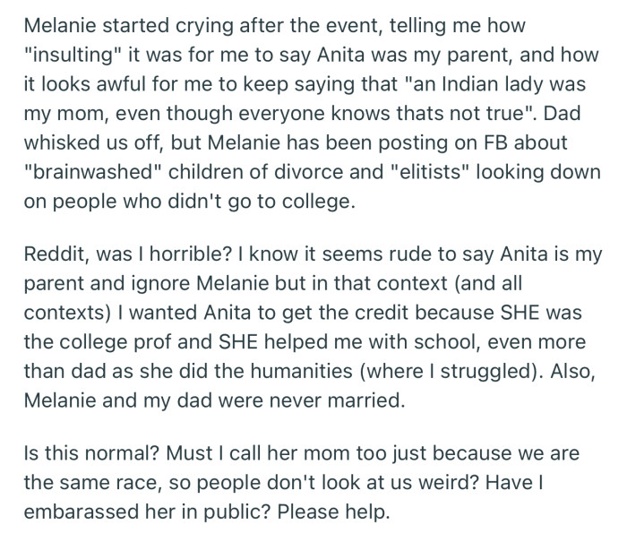 Melanie got upset and has been bad-mouthing the family online ever since
