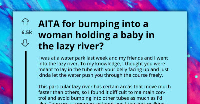 Woman Walks Along Lazy River With Her Baby, Yells At Person For Hitting Them With Their Tube Repeatedly