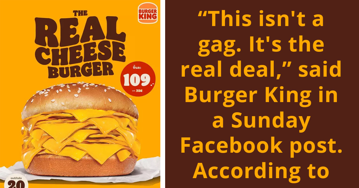 Burger King Debuts Meatless 'Real Cheeseburger' Loaded With 20 Slices Of Cheese
