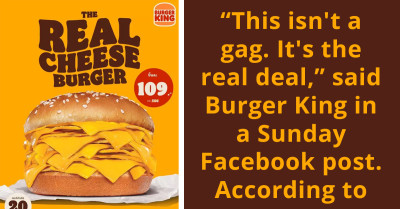Burger King Debuts Meatless 'Real Cheeseburger' Loaded With 20 Slices Of Cheese