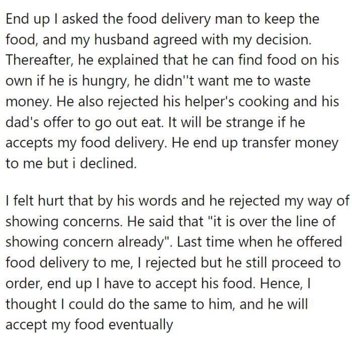 OP feels hurt by this action