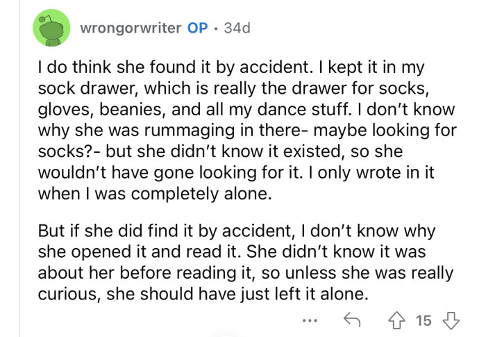 The sister had to dig slightly deeper to find the journal.