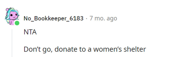 Women's shelter it is...