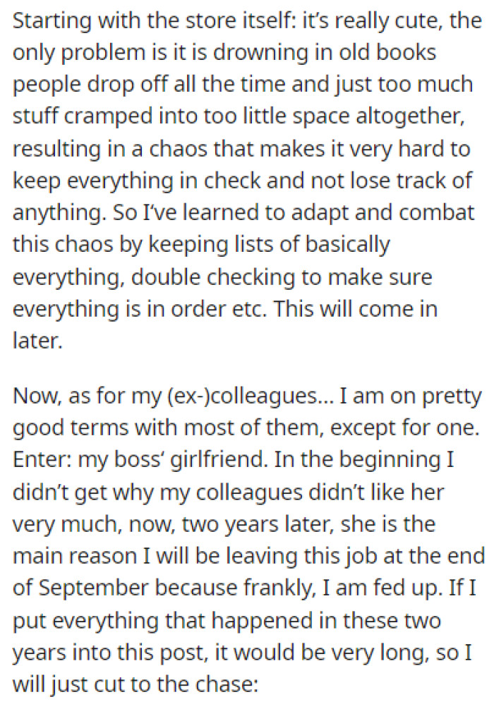 The bookstore is a mess, so OP figured out a tactic to keep things in check