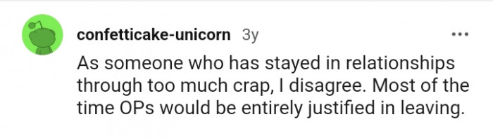 The OP's being justified in leaving