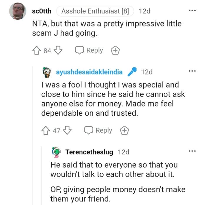 OP's colleague made her feel dependent on and trusted.