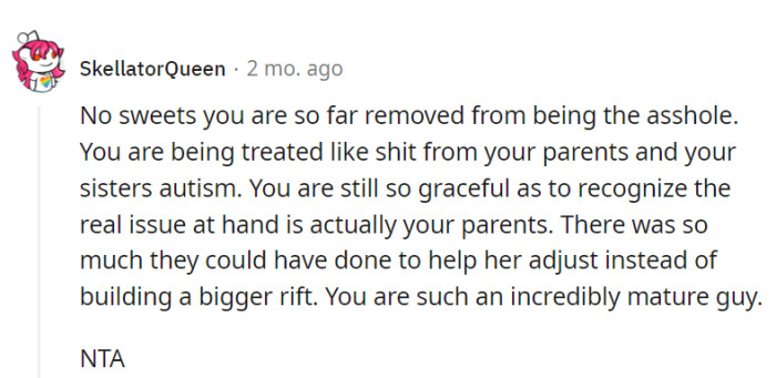 Kudos to OP for having maturity.