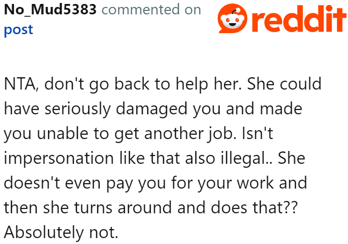 There's a negative impact on what the sister did to the OP's career.