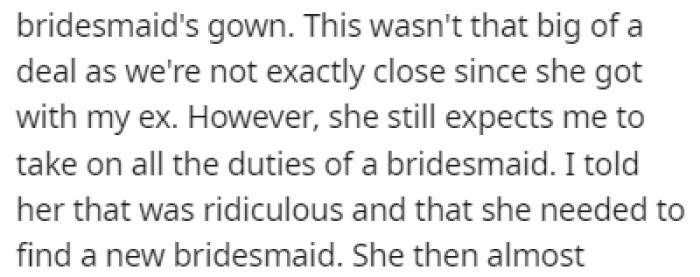 OP Was Kicked Out of the Wedding Party, but the Bride Still Expects Her to Take on the Duties of a Bridesmaid
