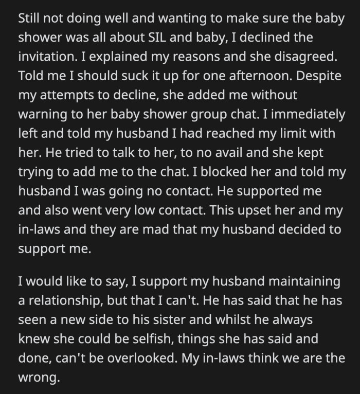 OP doesn't have a problem if her husband reconnects with his sister, but he said he saw a different side to her that he didn't like