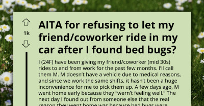 Woman Finds Bed Bugs in Her Car After Giving Coworker Daily Rides