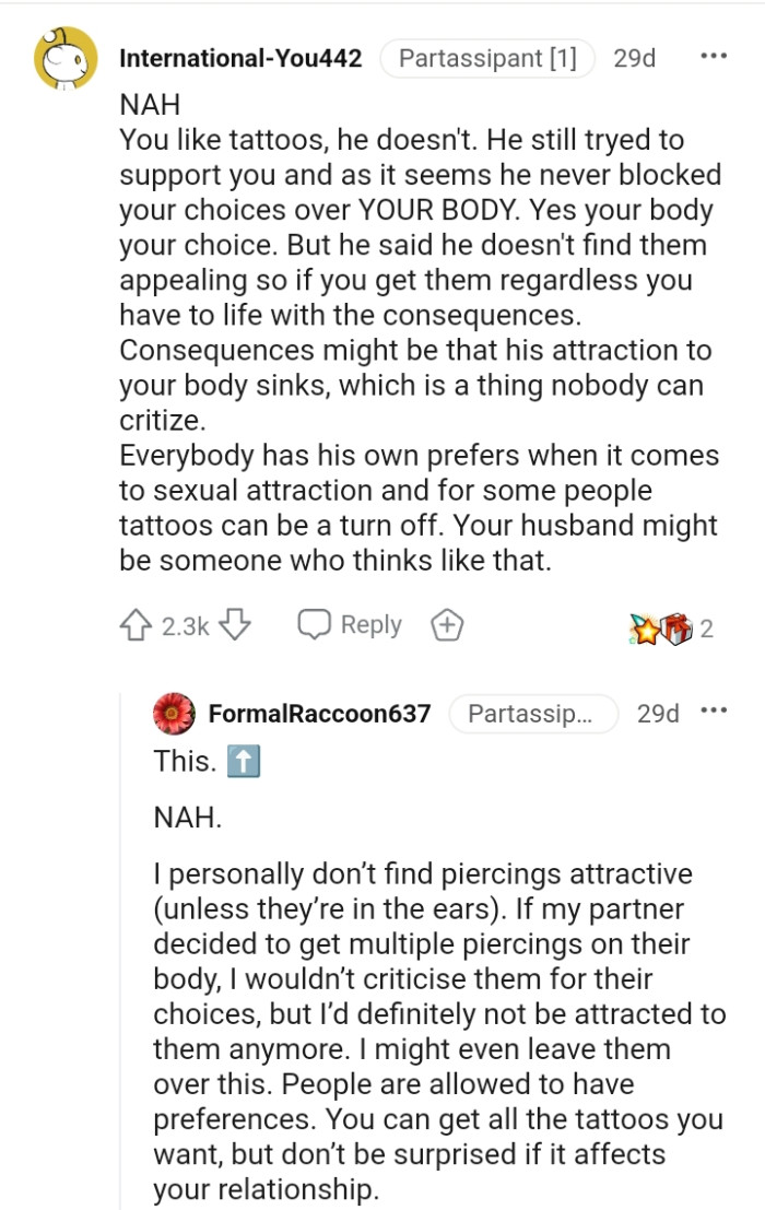 OP's husband said he doesn't find them appealing