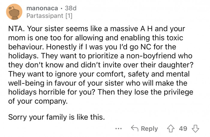 This kind of behavior will only lead to OP's family losing the privilege of her company.