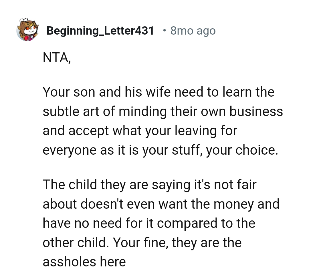 OP's Son and Wife Need to Learn