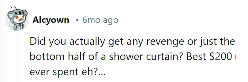 Half a curtain for $200? Talk about a bargain revenge!