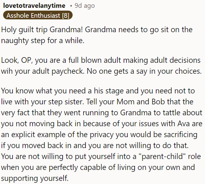 As an independent adult, OP is entitled to make her own decisions with her income.