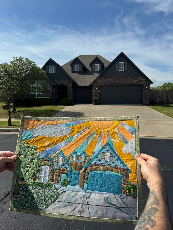 "Collage Quilt House Portrait For A Friend"