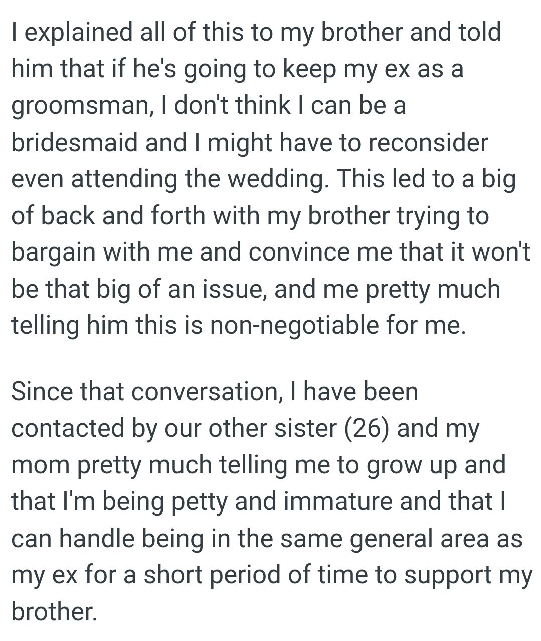 OP pretty much told him this is non-negotiable for her