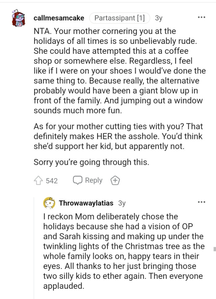 A giant blow-up in front of the family would have been a better alternative