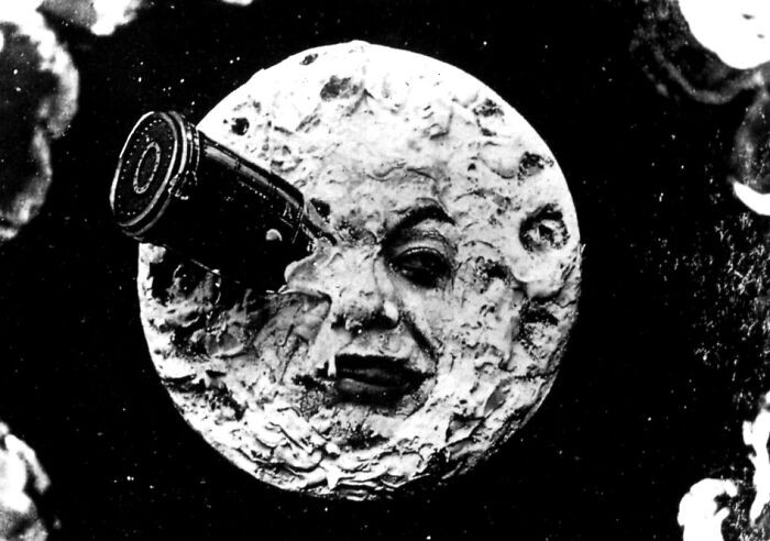 The moon as imagined in the 1902 French film A Trip to the Moon.