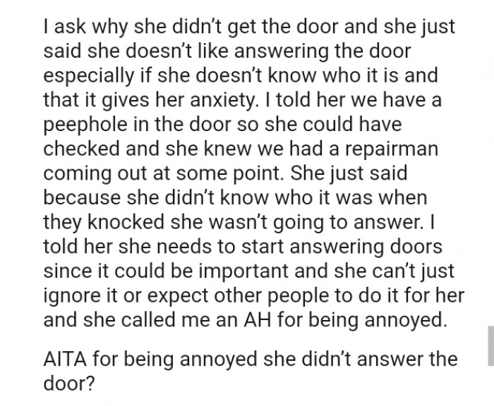 She just said she doesn't know who it was