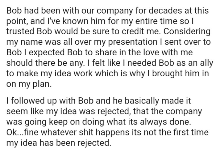 The OP expected Bob to share in the love with them should there be any
