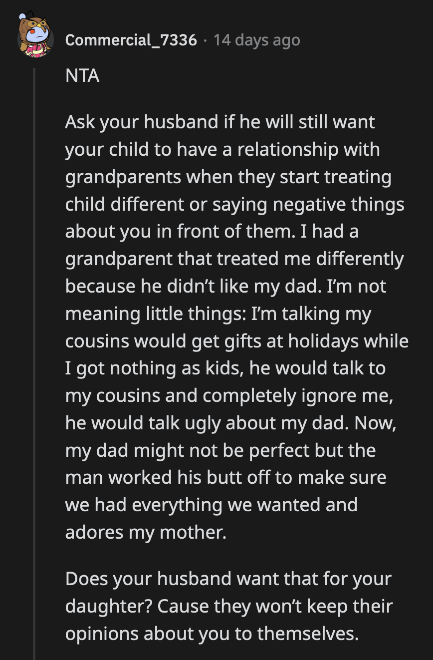 If their daughter looks like OP, and his parents say anything hateful about the way she looks, will he be fine with that as well?