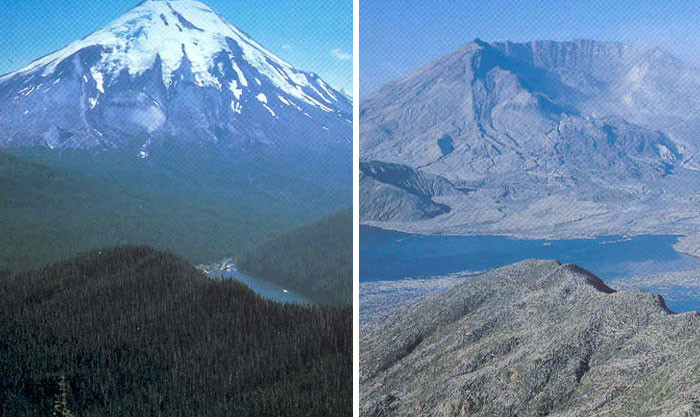 "MT. St. Helens Before & After 1980 Eruption"