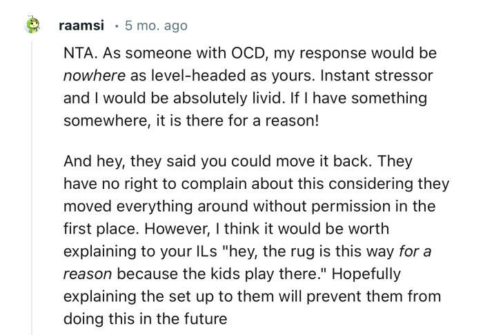 “NTA. As Someone with OCD, My Response Would Be Nowhere Near as Level-Headed as Yours.”