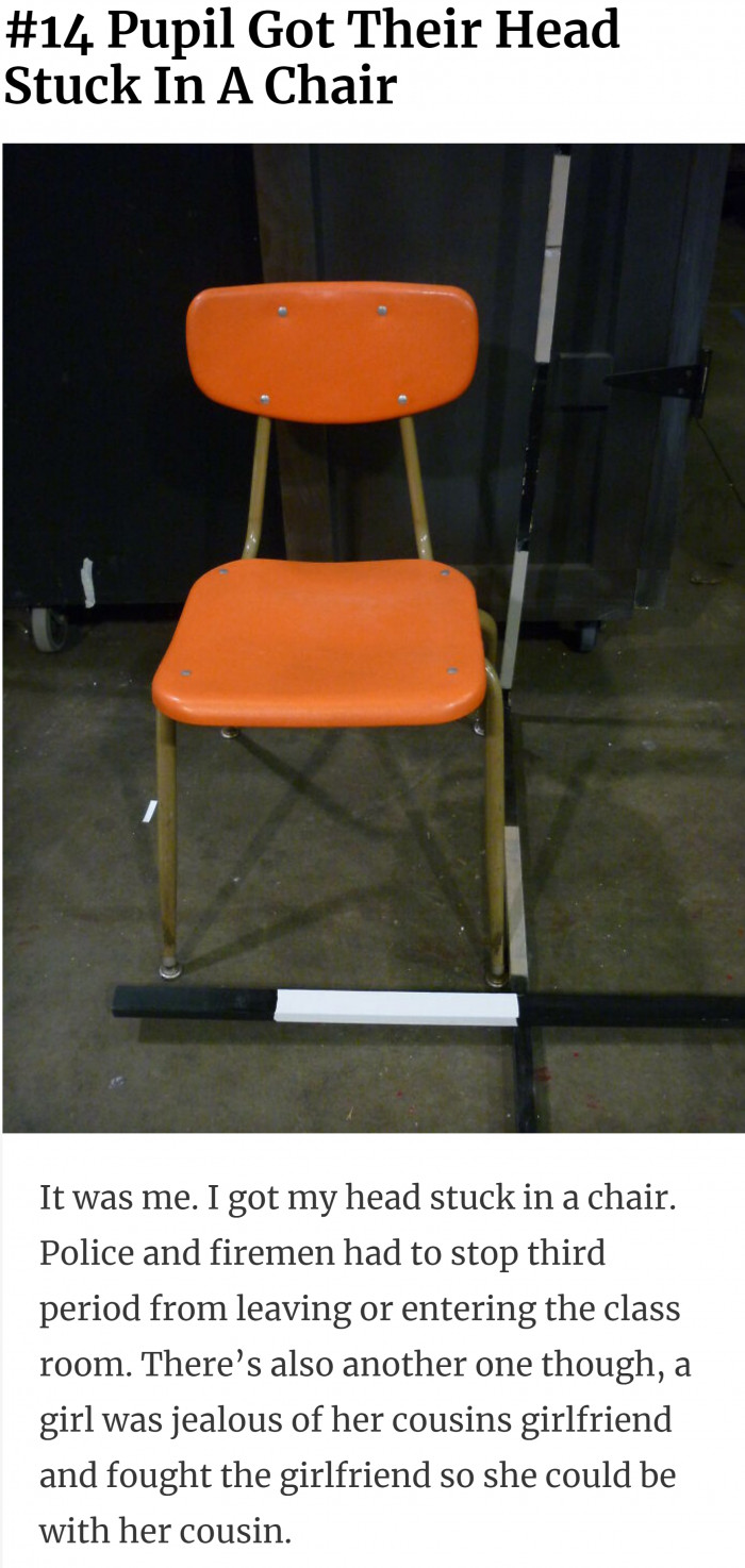 14. How did his/her head get stuck in the chair, though?