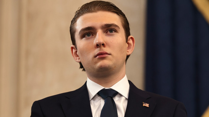 Barron Trump during a tense moment, facing assault and rape charges