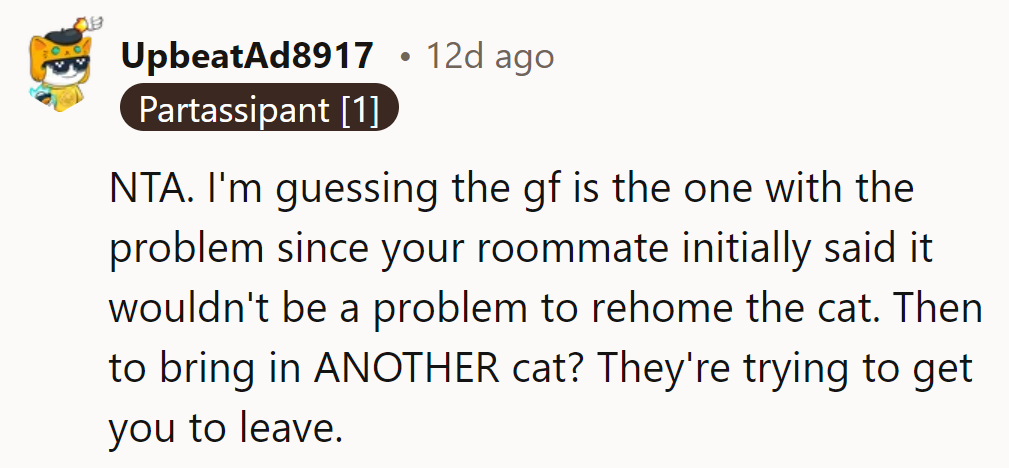 Sounds like her roommate and his girlfriend are quite the pair.