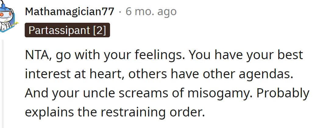 The OP should follow her feelings