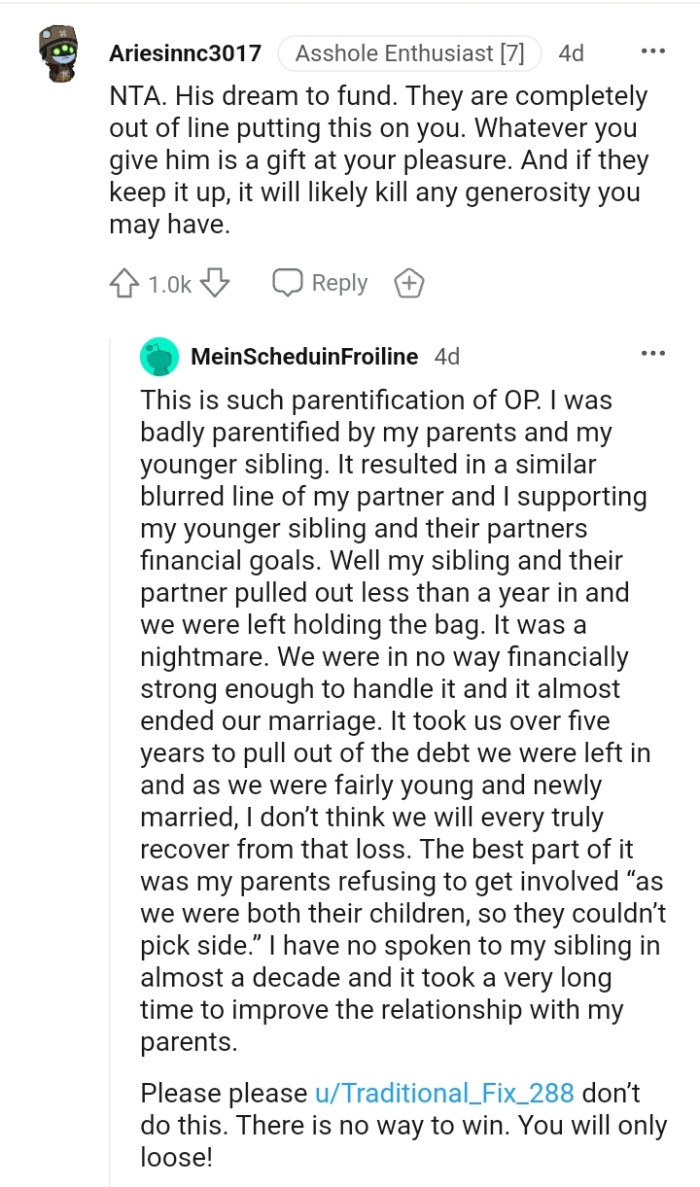 It will likely kill any generosity the OP may have