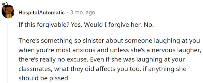 A Reddit user said he wouldn't forgive her either